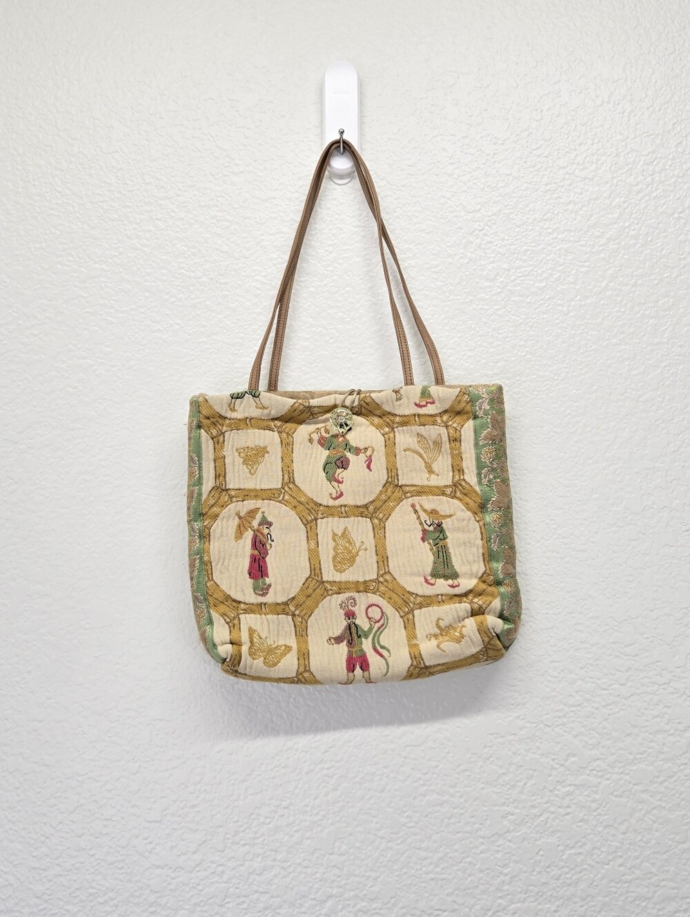 VTG Dorit Collection Woven Tapestry Tote Bag Theater Character Butterfly Cottage